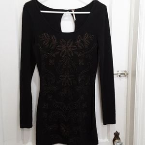 Black embroidered free people dress